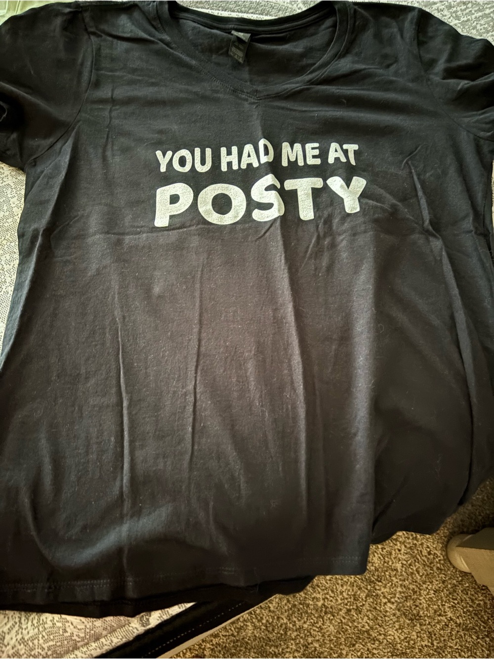 Black Graphic Tee "You Had Me At Posty"